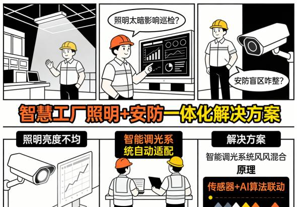智慧工厂照明安防一体化系统架构图 联动控制原理