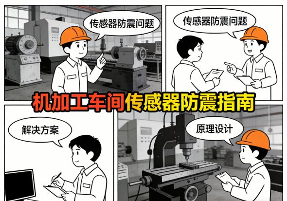 振动大的机加工车间传感器防震安装示意图