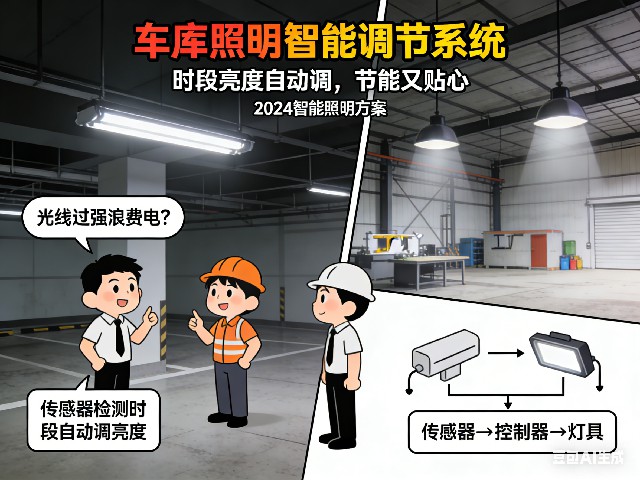 车库照明按时段自动调节亮度系统工作原理图