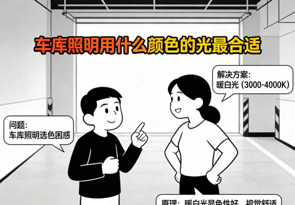 车库主照明采用中性白色温 清晰明亮不刺眼