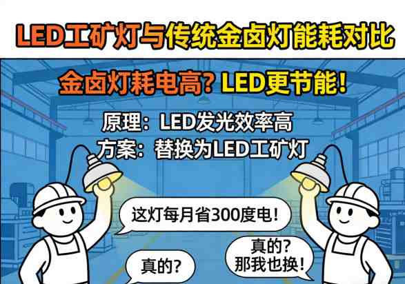 LED工矿灯与传统金卤灯能耗对比图表