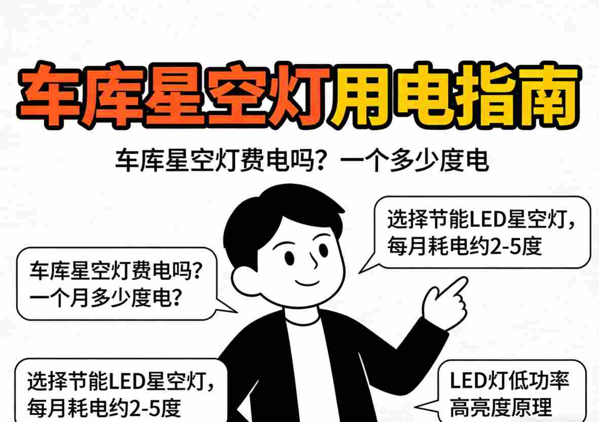 不同亮度和模式下的车库星空灯对比 节能模式效果依然出色