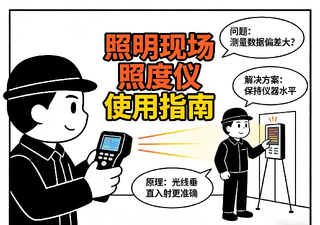 照明现场测量照度仪使用场景图