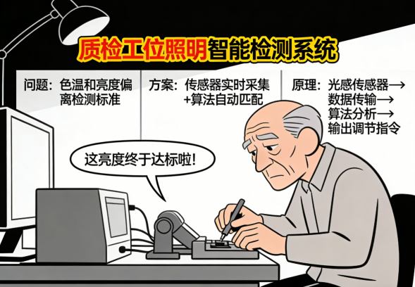 质检工位智能照明系统组成与工作原理示意图