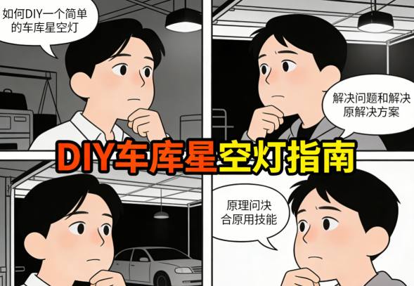 DIY车库星空灯完成效果图 浪漫星空天花板