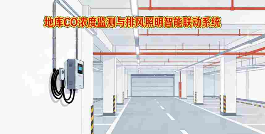 地库智能照明雷达感应联动实拍-车来灯亮车走微光