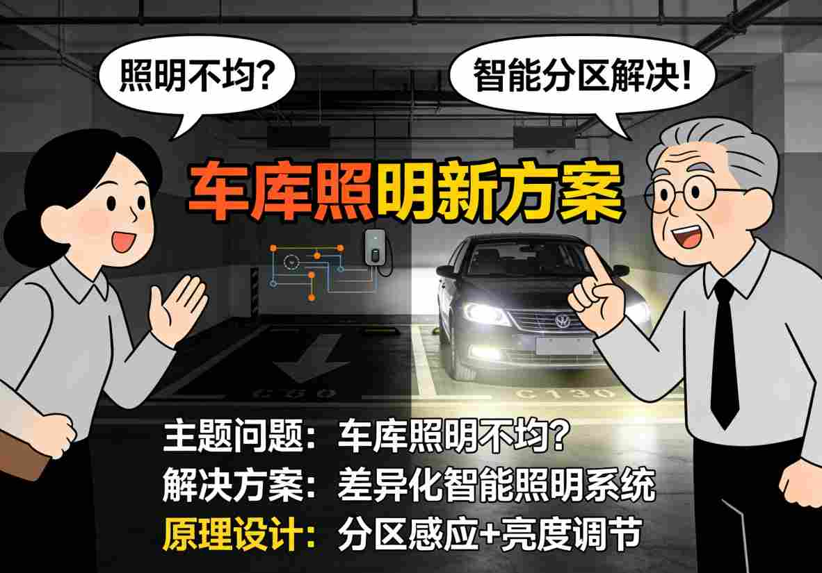 车库车道与车位差异化照明设计概念图