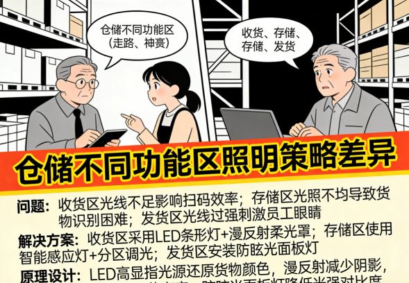 仓储发货区打包复核照明特写