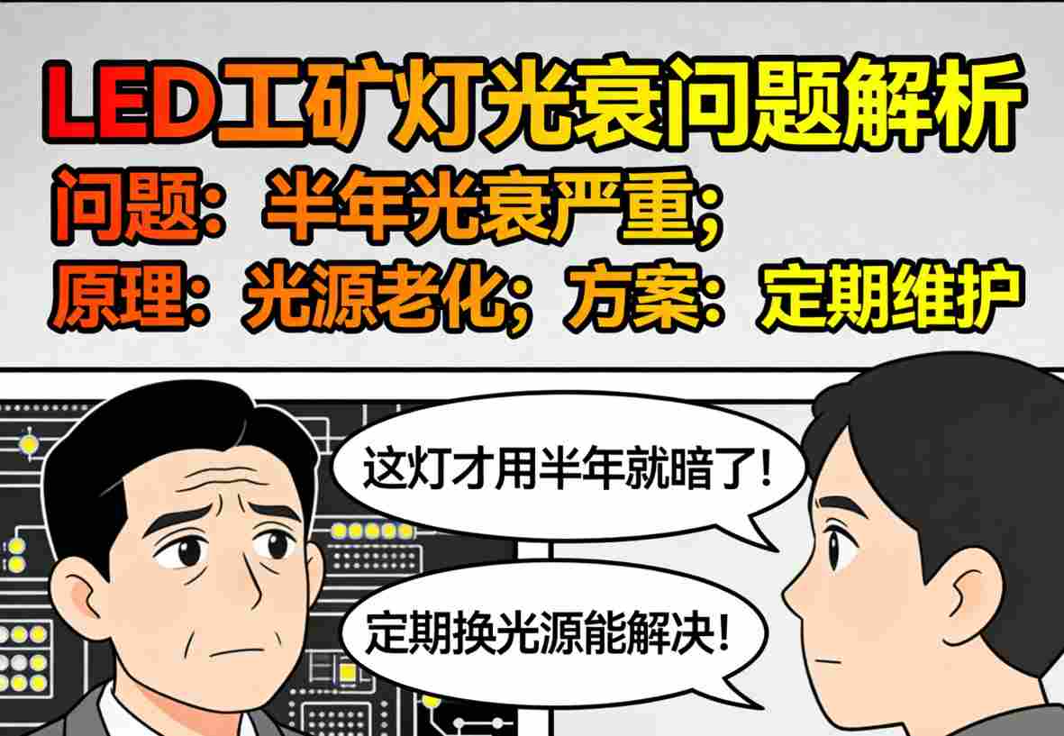 LED工矿灯光衰严重现场照片-亮度明显下降