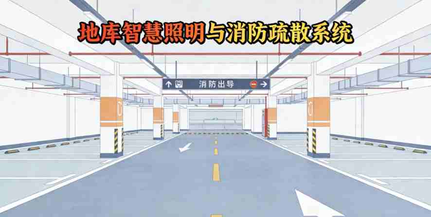 地库智慧照明系统消防诱导整合效果图-2026