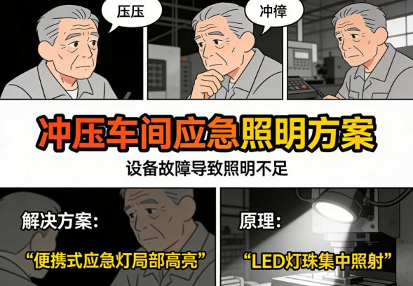 冲压车间智能应急照明系统安装调试现场实拍图