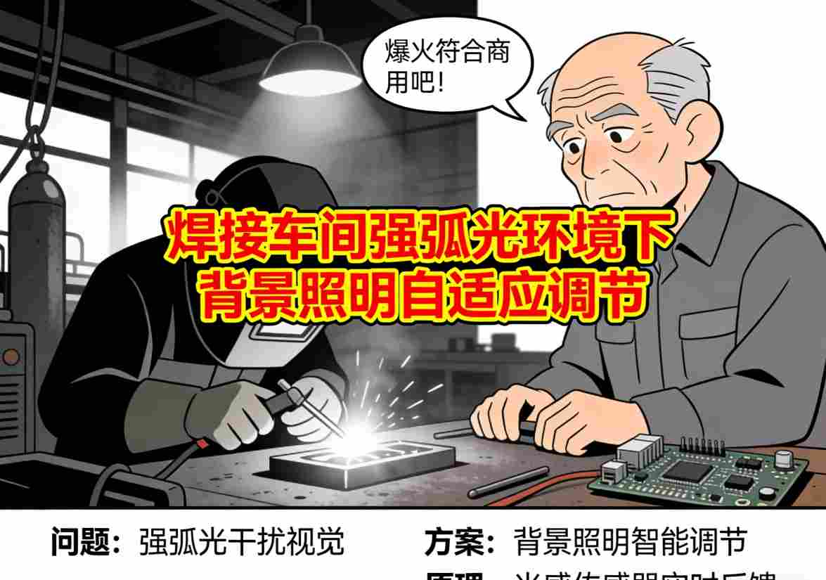 焊接车间强弧光环境照明调节原理示意图