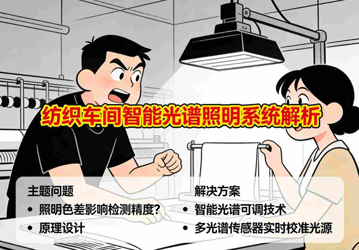 纺织车间智能光谱可调照明安装过程实景图 显示灯具布置和布线