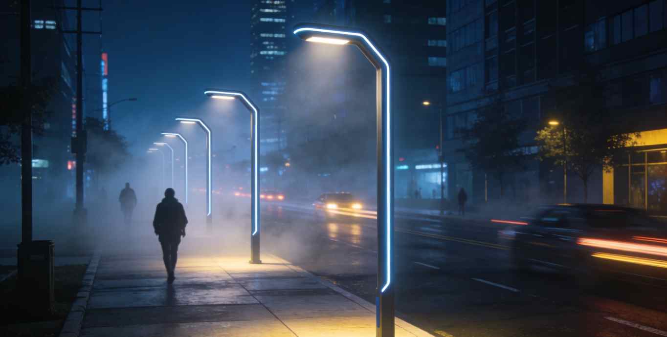 传统路灯问题与智慧路灯对比分析图