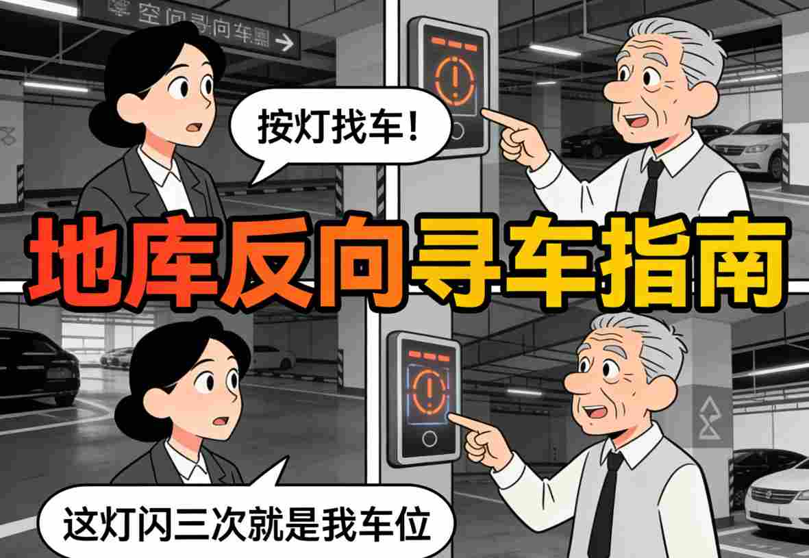 灯光动态引导车主前往车位的实景效果图