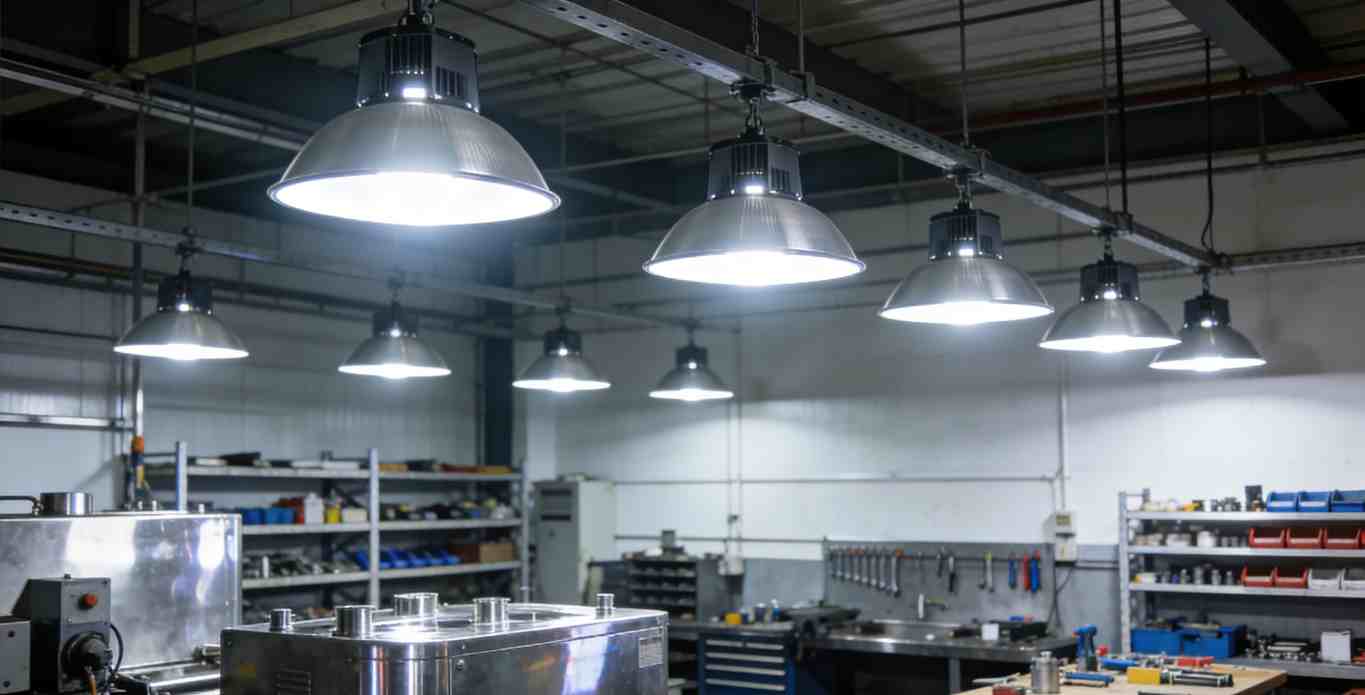 仓储物流车间传统照明效果图 光线不均有暗区