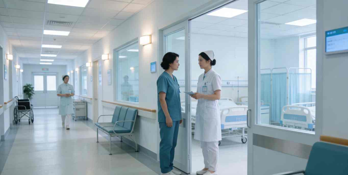 医院智能照明痛点示意图-传统病房灯光昏暗