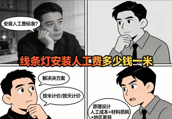 线条灯安装完成效果与灯光控制系统展示