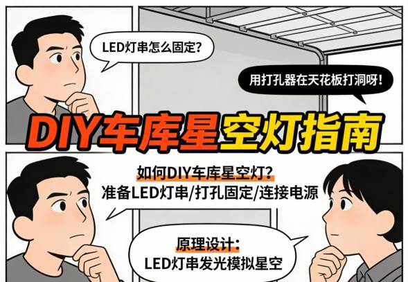 DIY星空灯安装固定细节 打孔穿线技巧