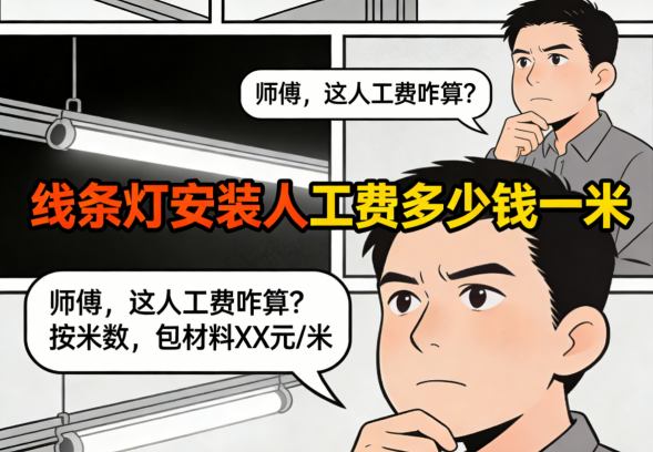 现代室内线条灯安装效果展示简约线性灯光