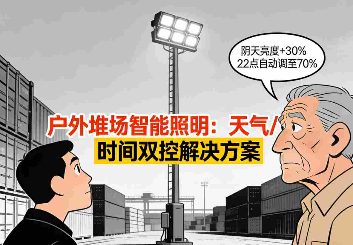 户外堆场智能照明安装效果-节能对比