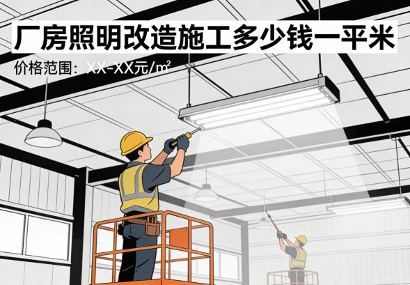 高空升降车安装工矿灯施工实拍