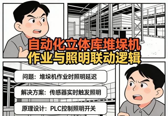 自动化立体库堆垛机与照明联动逻辑示意图一：作业流程