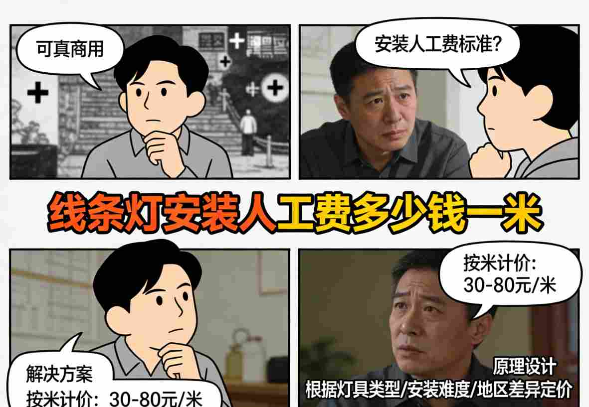 专业电工安装线条灯施工场景与工具细节