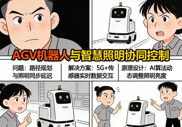 AGV机器人在传统照明环境下行驶 存在路径与照明同步延迟问题