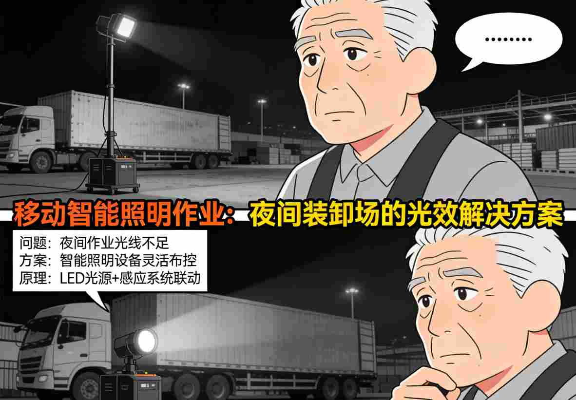 移动智能照明灯塔在夜间装卸场应用实景
