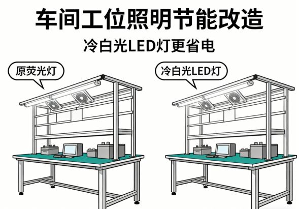 改造前工位昏暗实拍