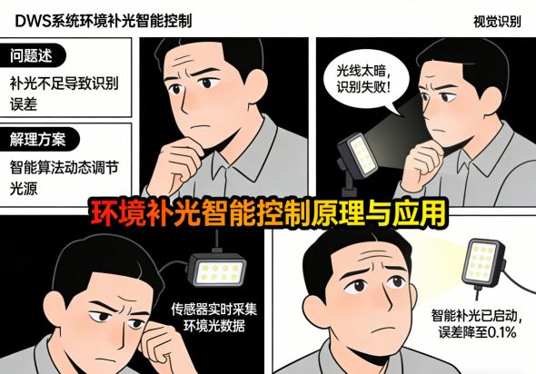 DWS智能补光控制系统组件细节图 - 展示灯条与控制器